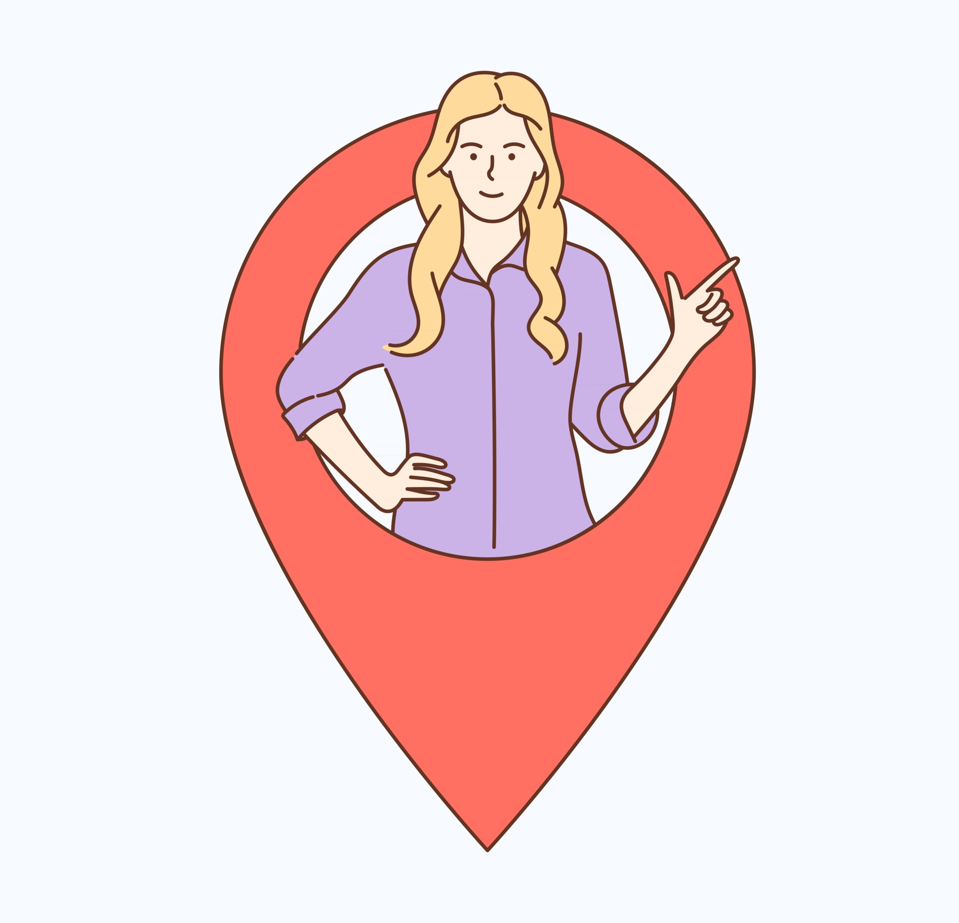 Geolocation gps navigation online map gps pin correct way location address Woman girl showing peoples location in current on map 2524617 Art at