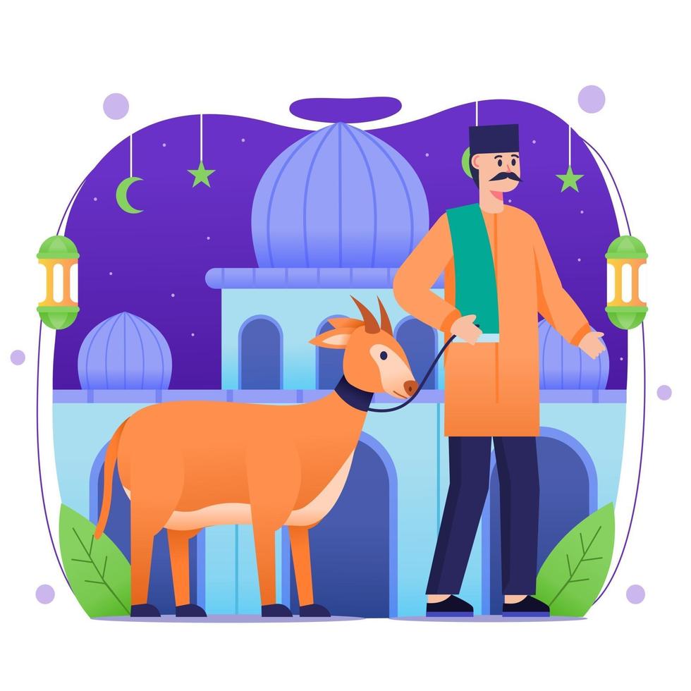 Eid Adha Mubarak Goats Sacrificial Concept vector