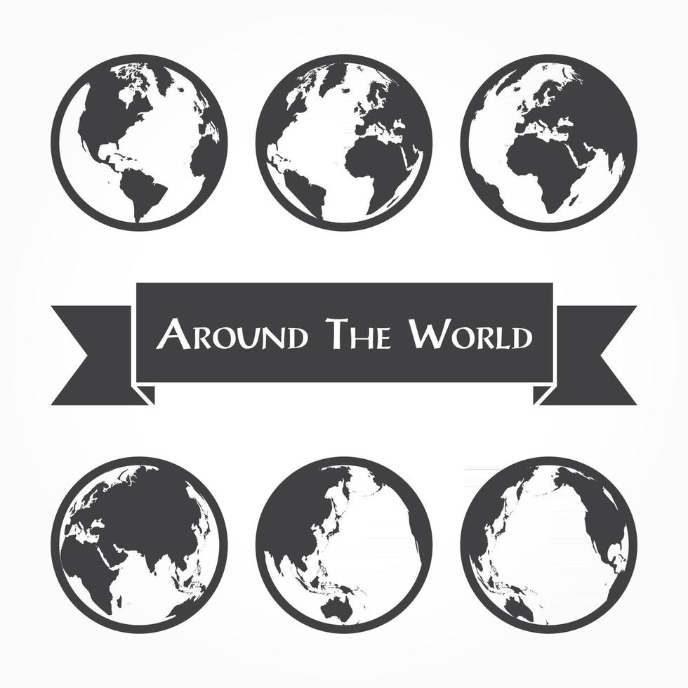 Around the world  outline of world map vector