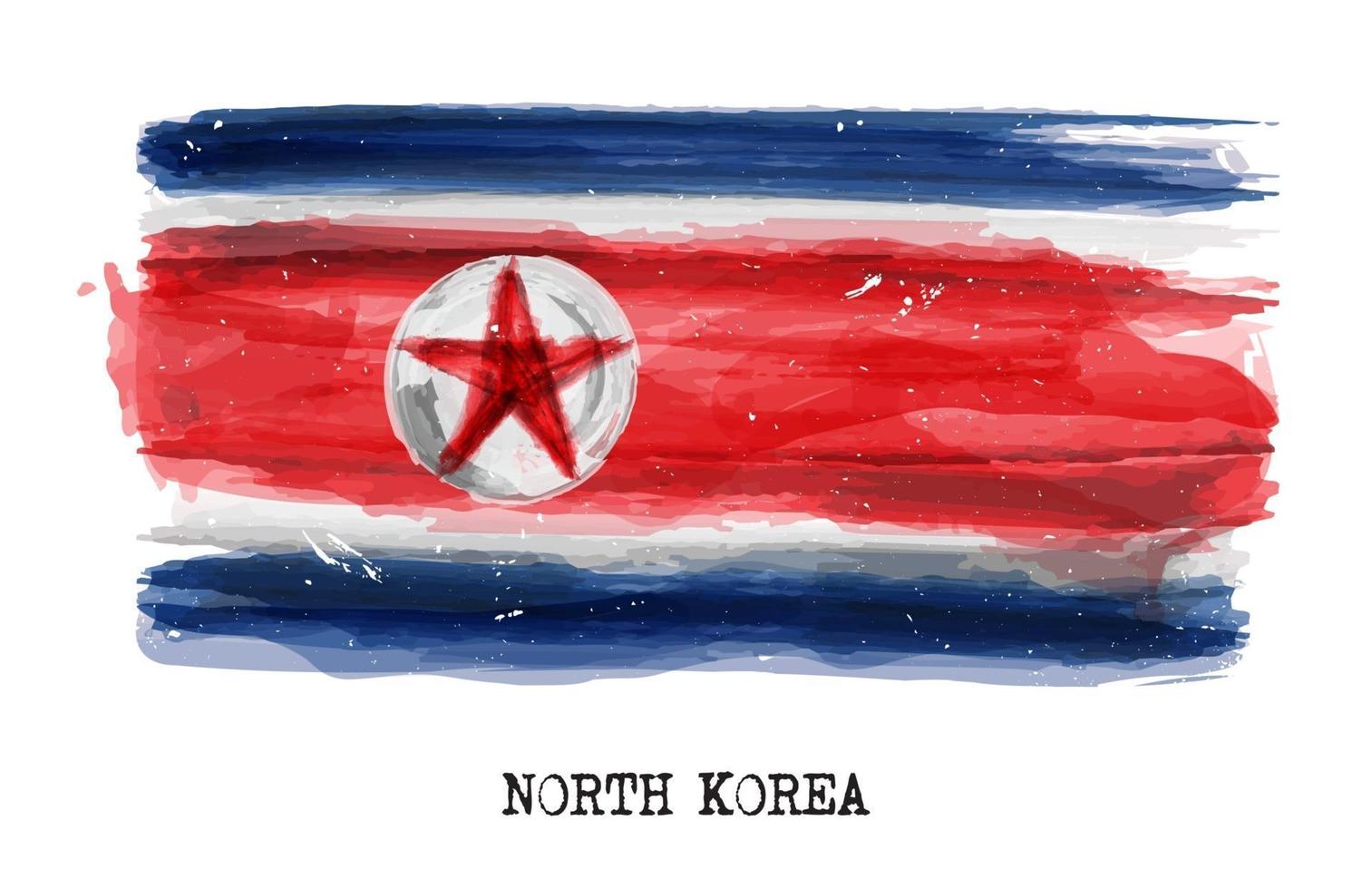 Watercolor painting flag of North korea  Vector