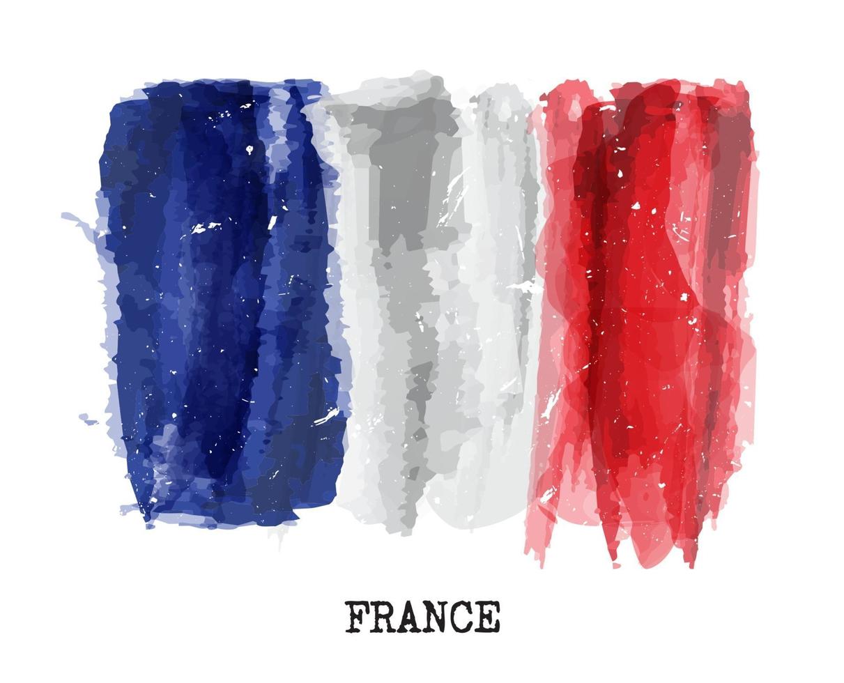 Watercolor painting flag of France  Vector