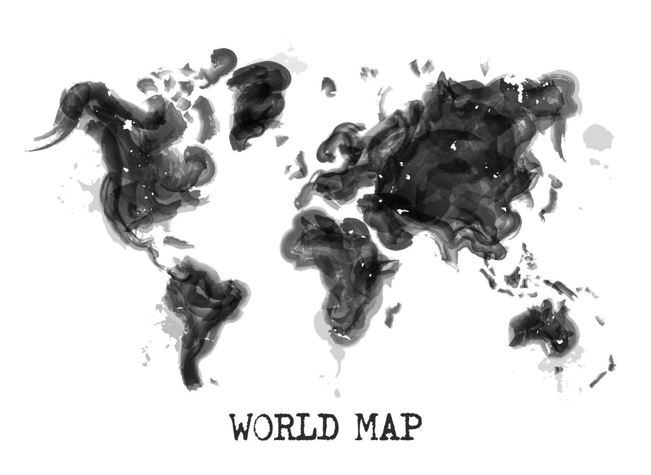 Watercolor painting design of world map   Environmental pollution concept   Vector