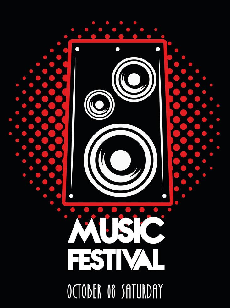 cartel del festival de música con altavoz en fondo punteado vector