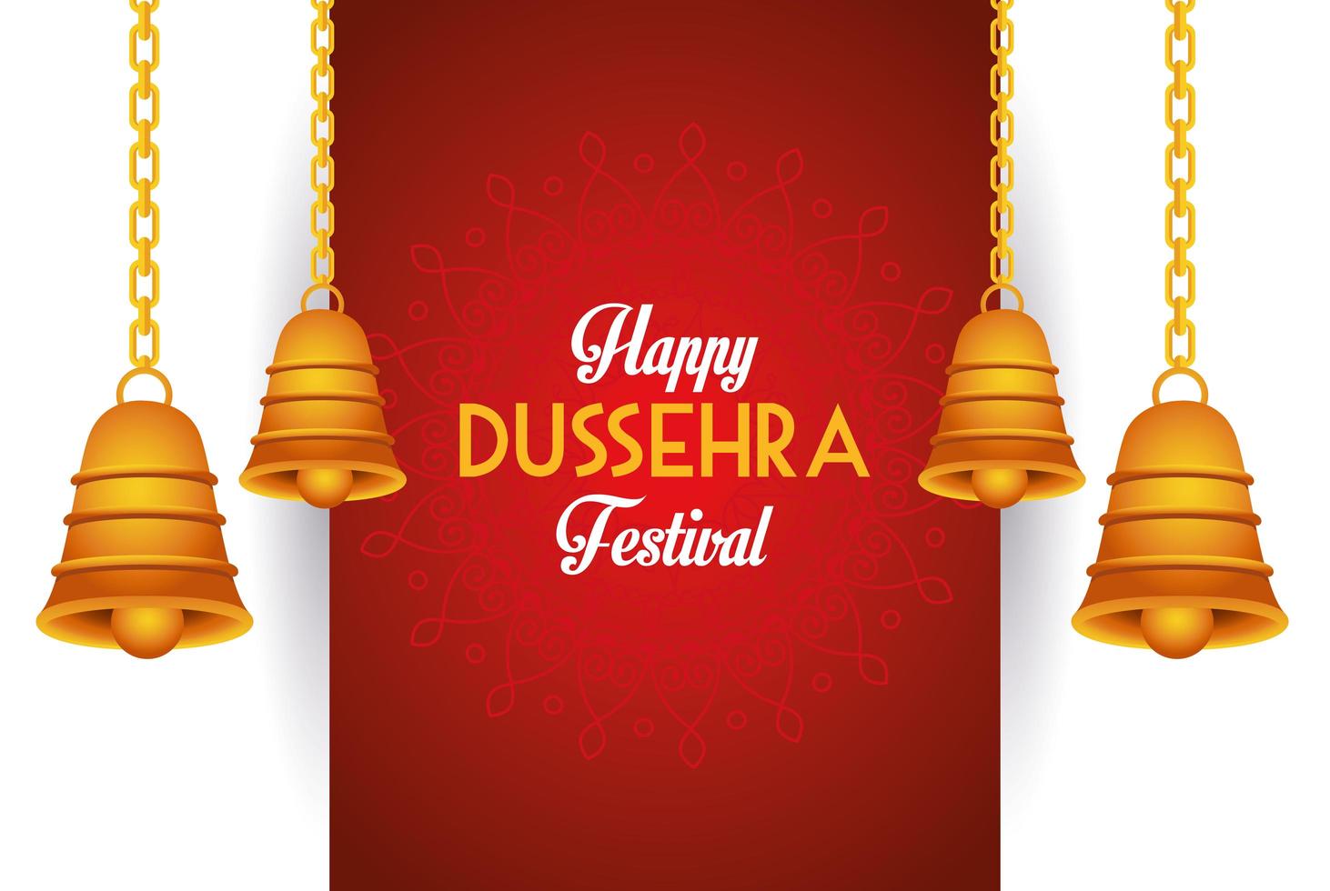 happy dussehra festival poster with bells hanging vector