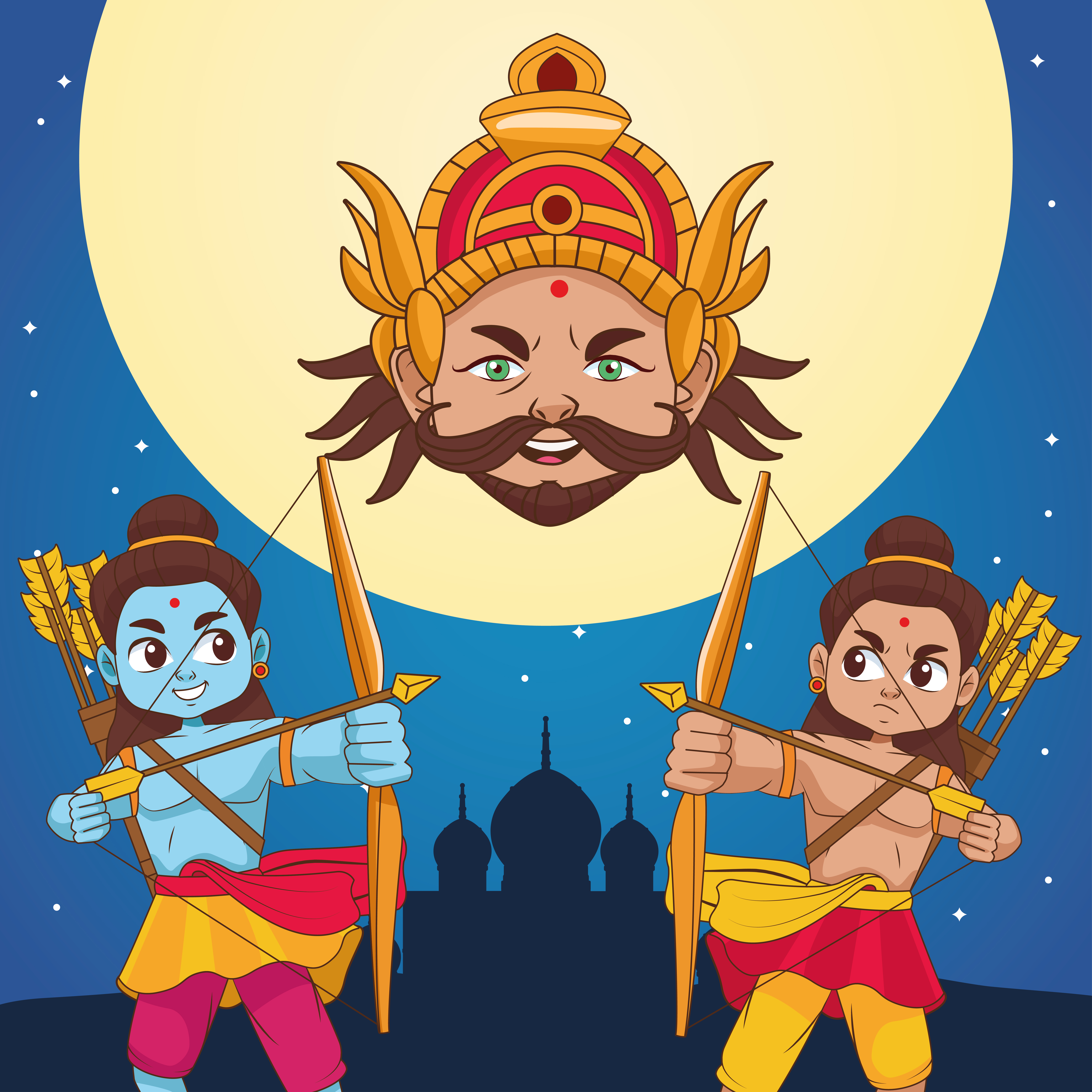 happy dussehra festival poster with two rama and ravana characters 2524788  Vector Art at Vecteezy