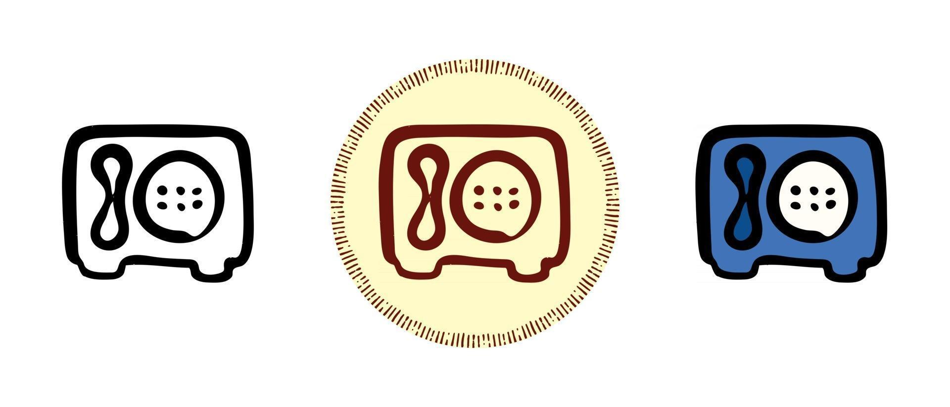 Outline and colors and retro symbols of intercom with a receiver vector