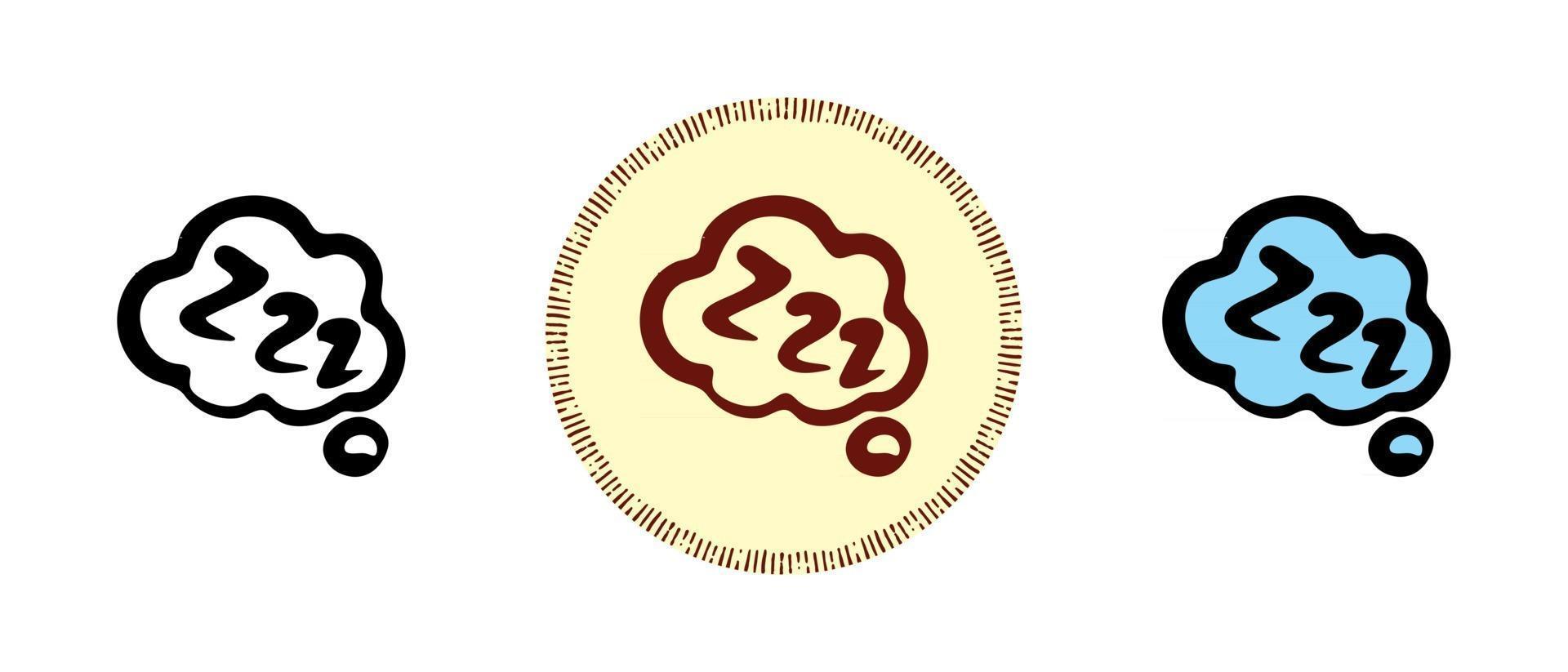 Sleeping cloud outline and colors and retro symbols vector