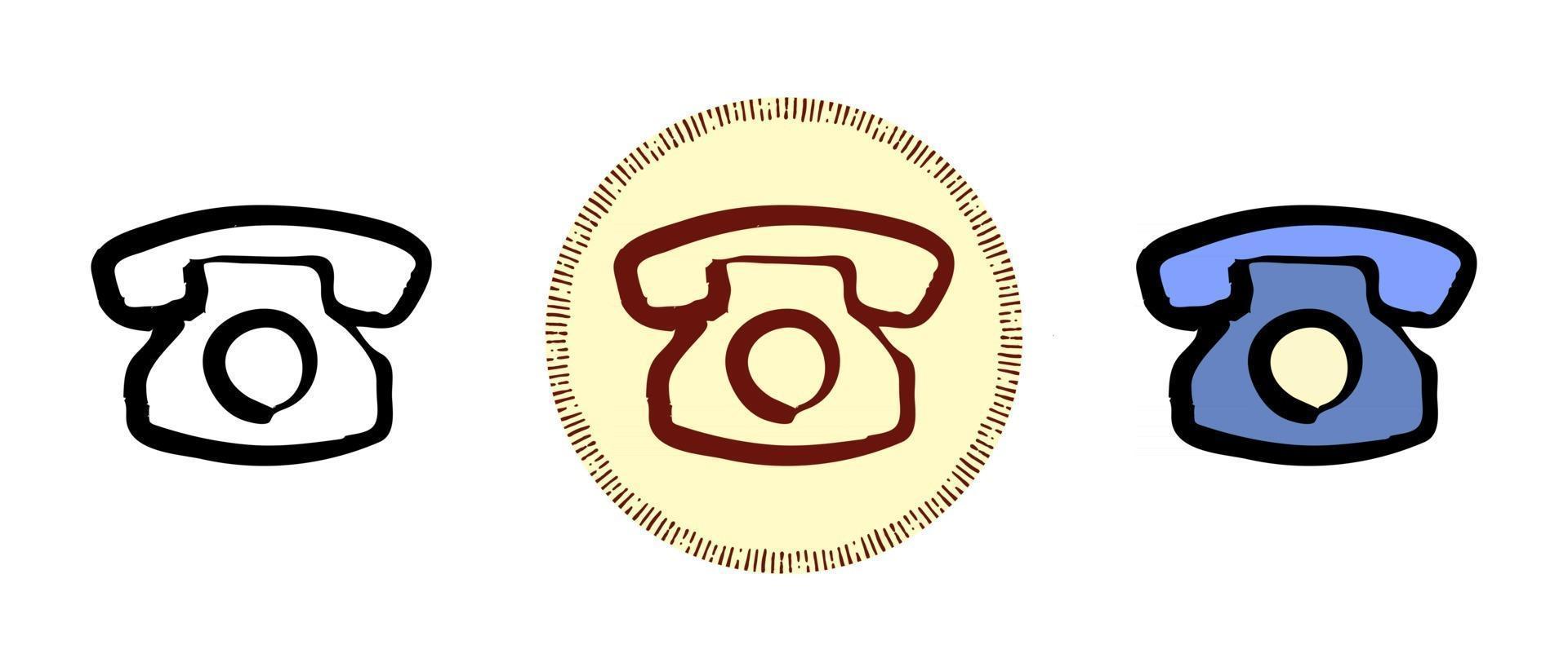 Landline phone outline and colors and retro symbols vector