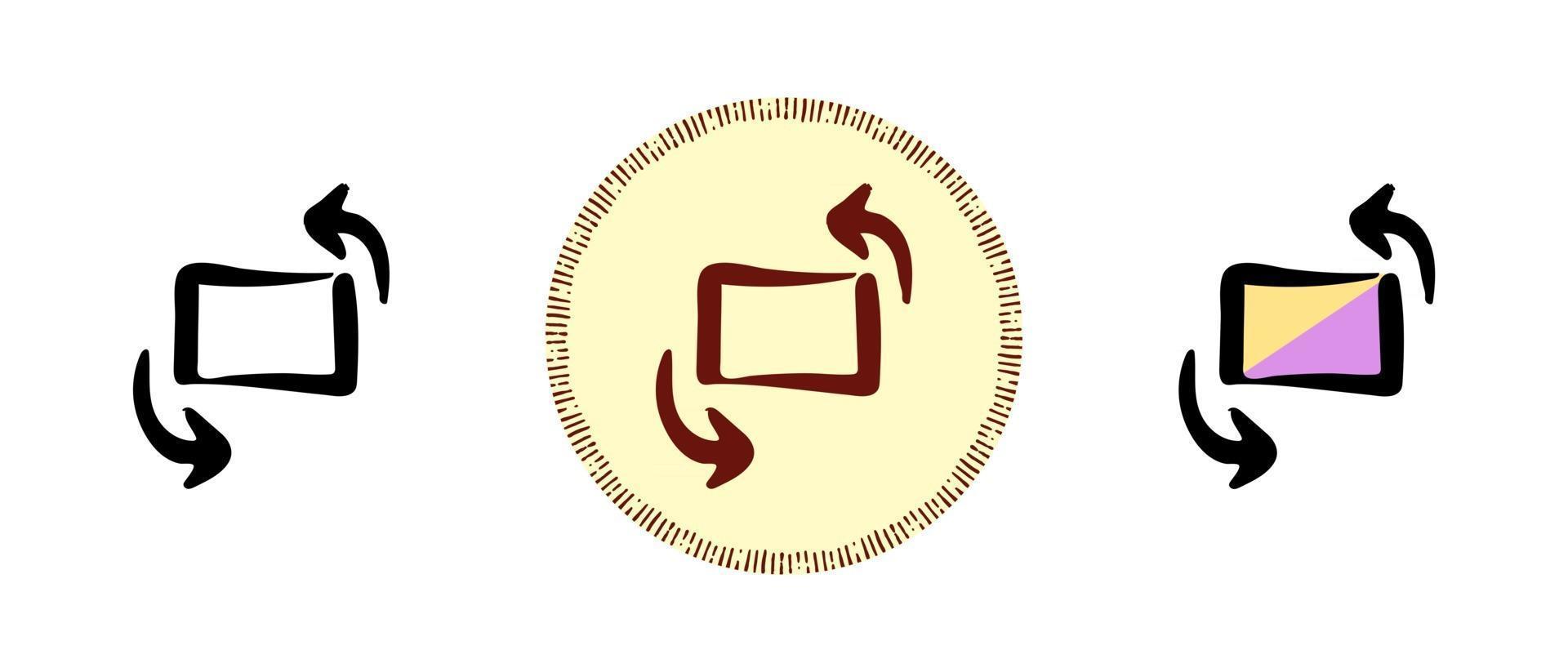 Outline and colors and retro symbols of a data cycle graph vector