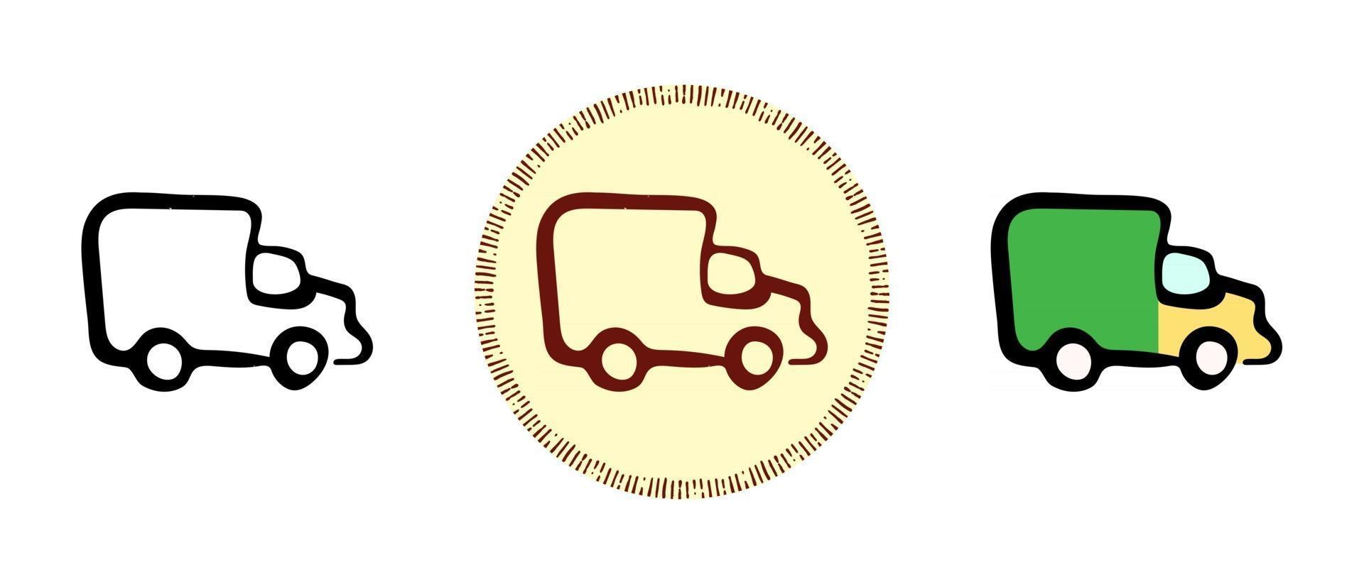 Baby truck outline and colors and retro symbols vector