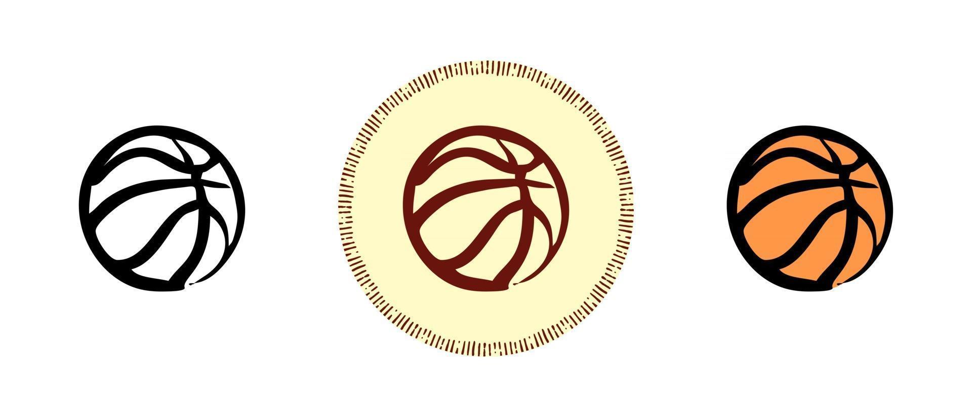 Basketball outline and colors and retro symbols vector