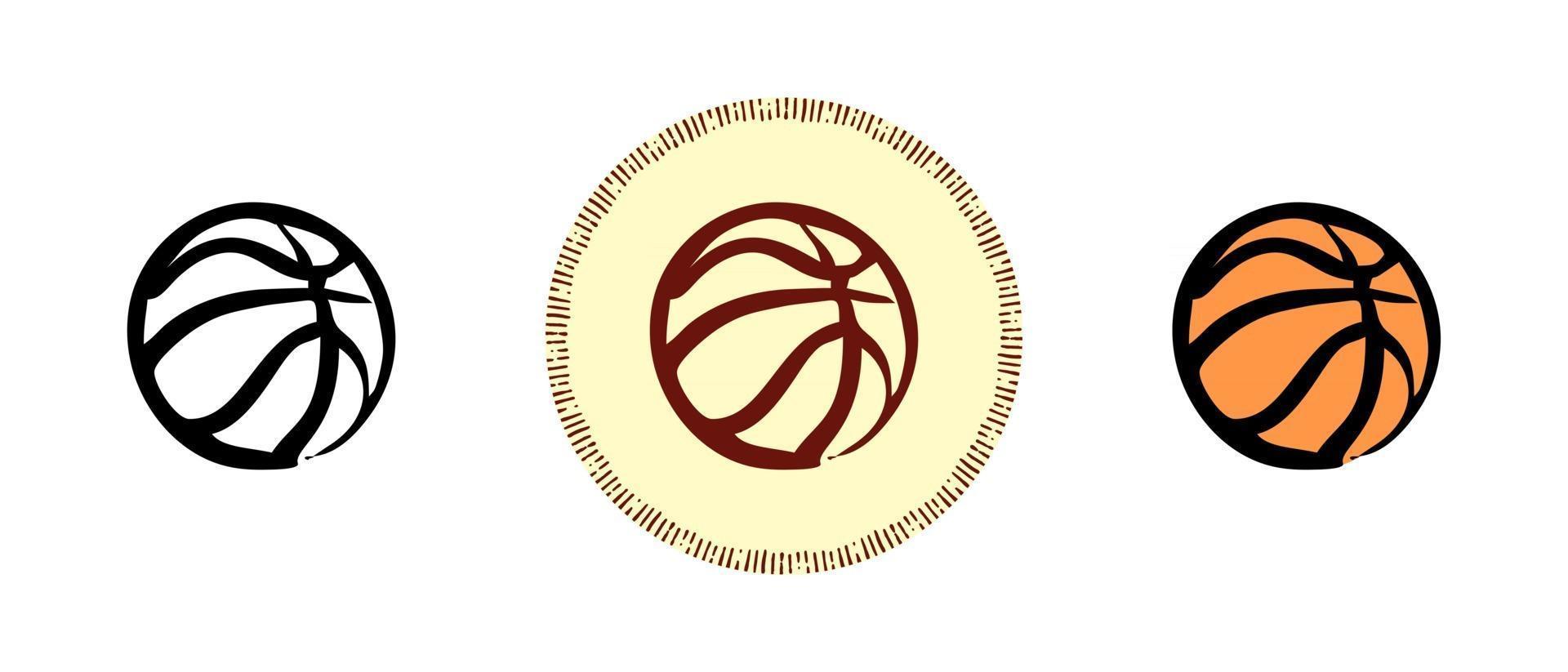 Basketball outline and colors and retro symbols vector