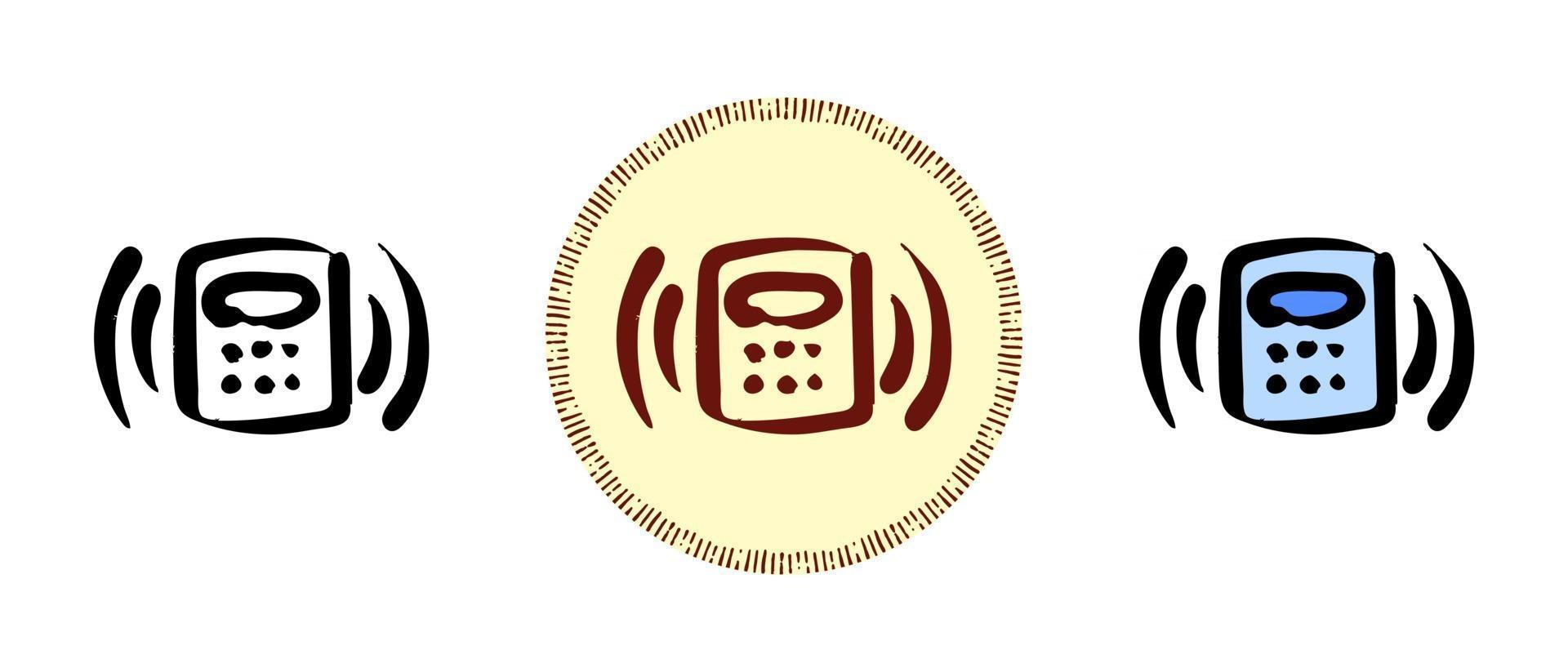 Outline and colors and retro intercom call symbols vector