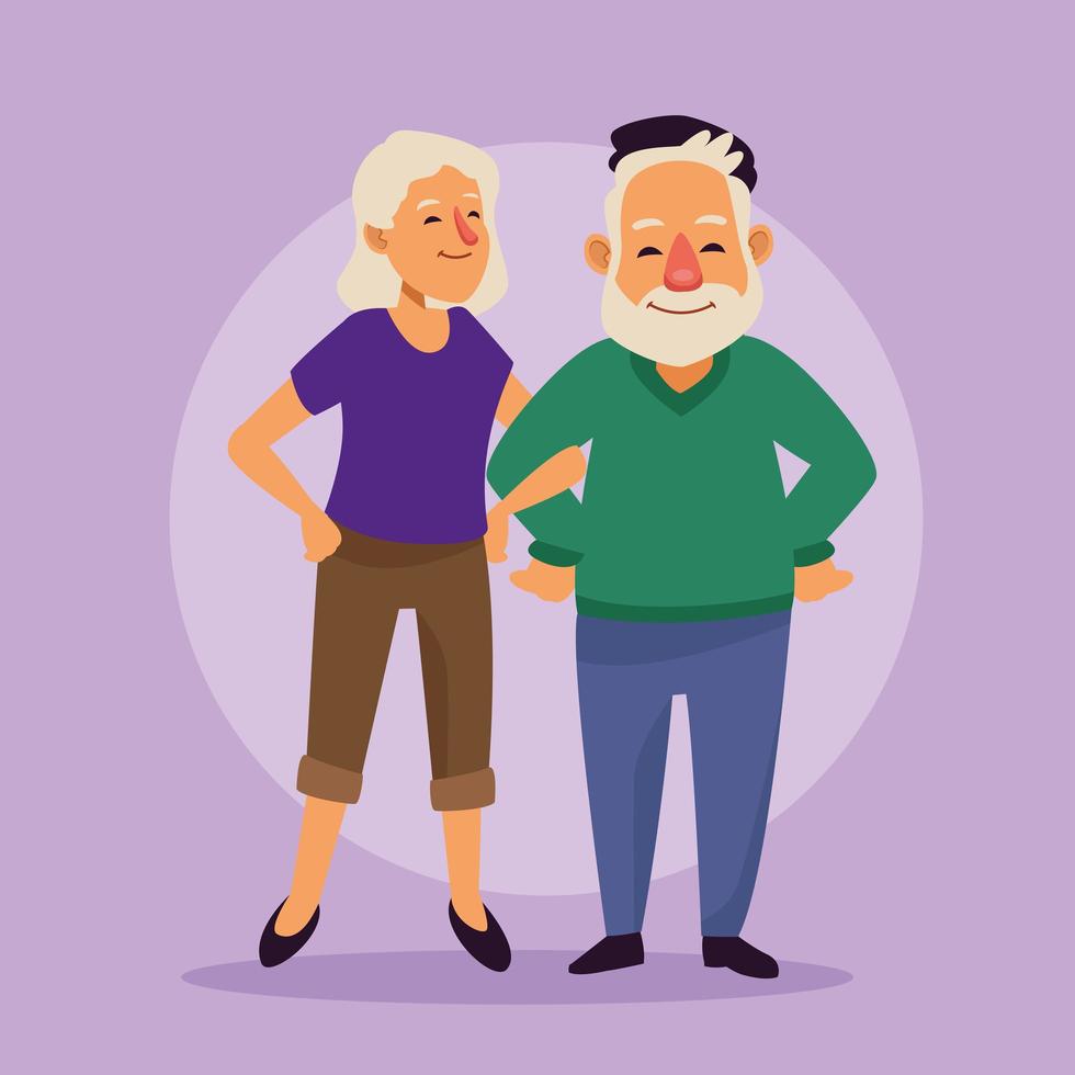 old couple active seniors characters vector