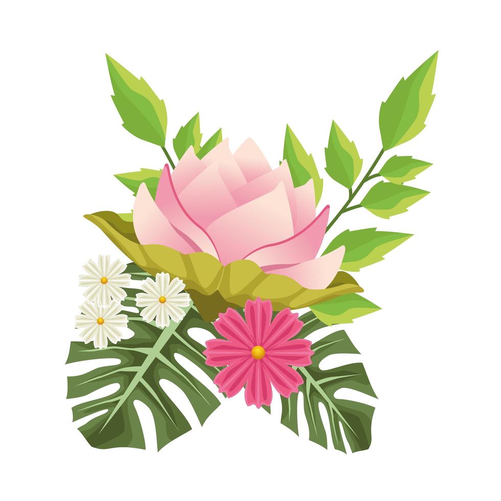 floral background with decorative pink flowers scene vector