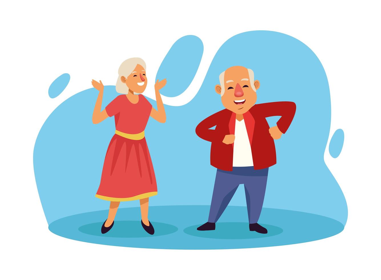 old couple dancing active seniors characters vector