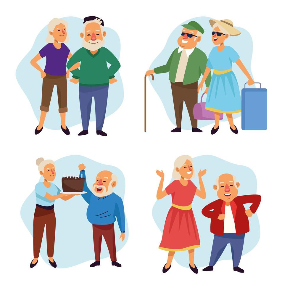 old people active seniors characters scenes vector