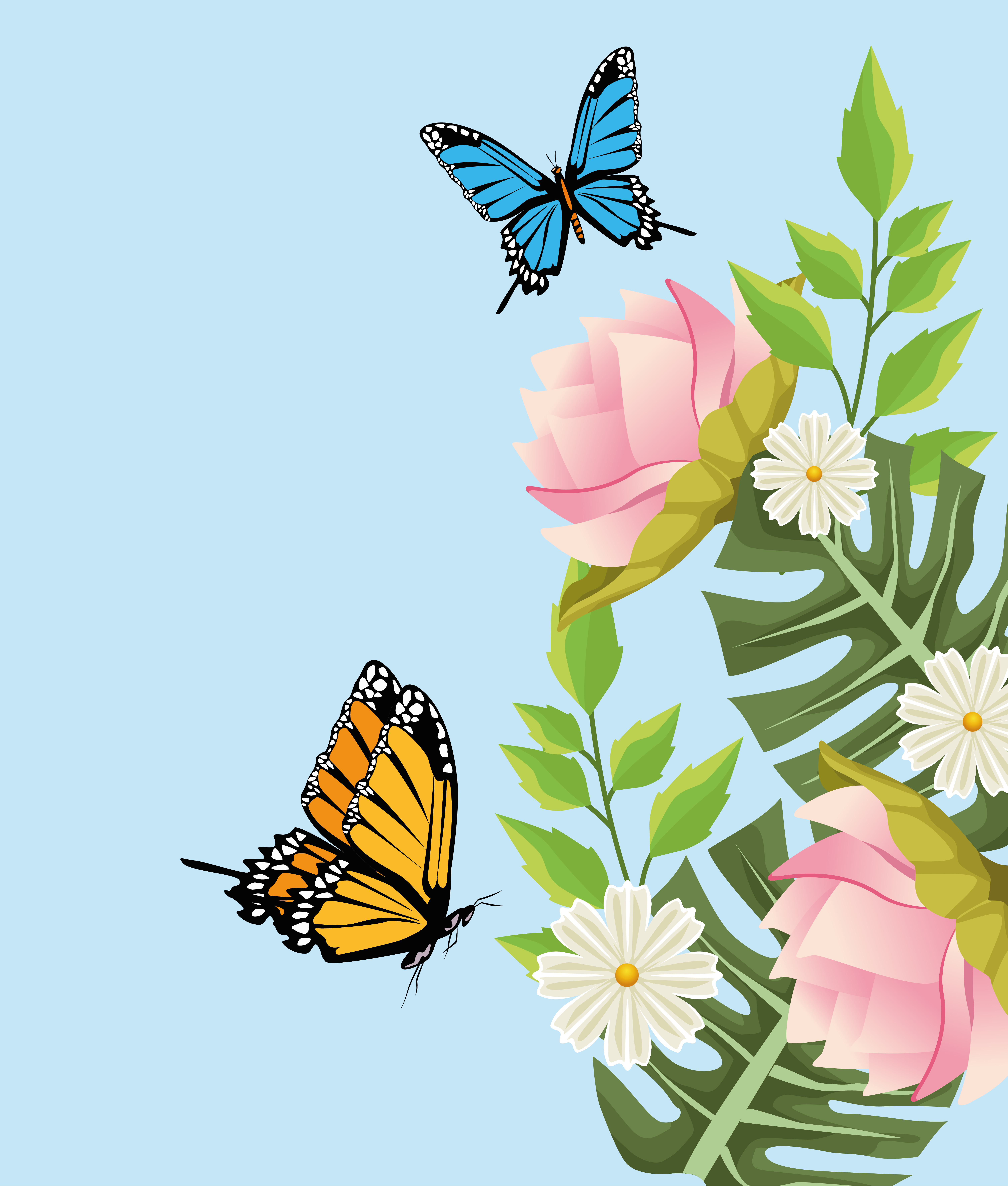 floral background with flowers and butterflies scene 2524965 Vector Art at  Vecteezy