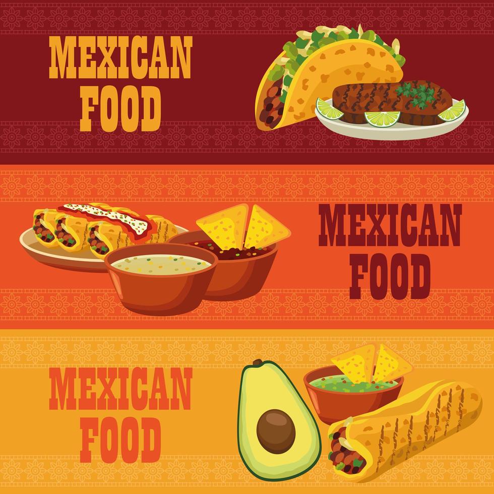 mexican food letterings in poster with set menus vector