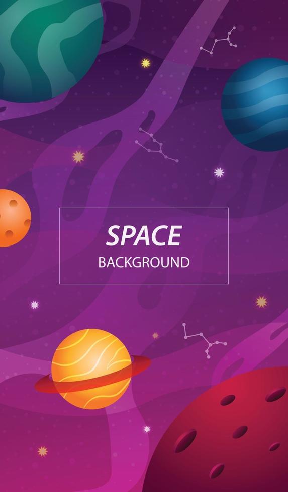 open space background banner with colorful planets and star vector