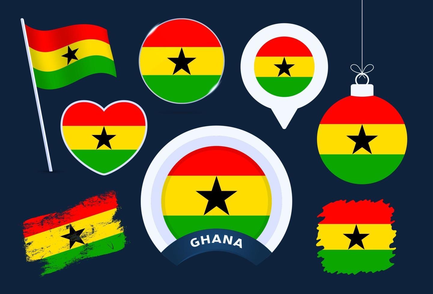 ghana flag vector collection