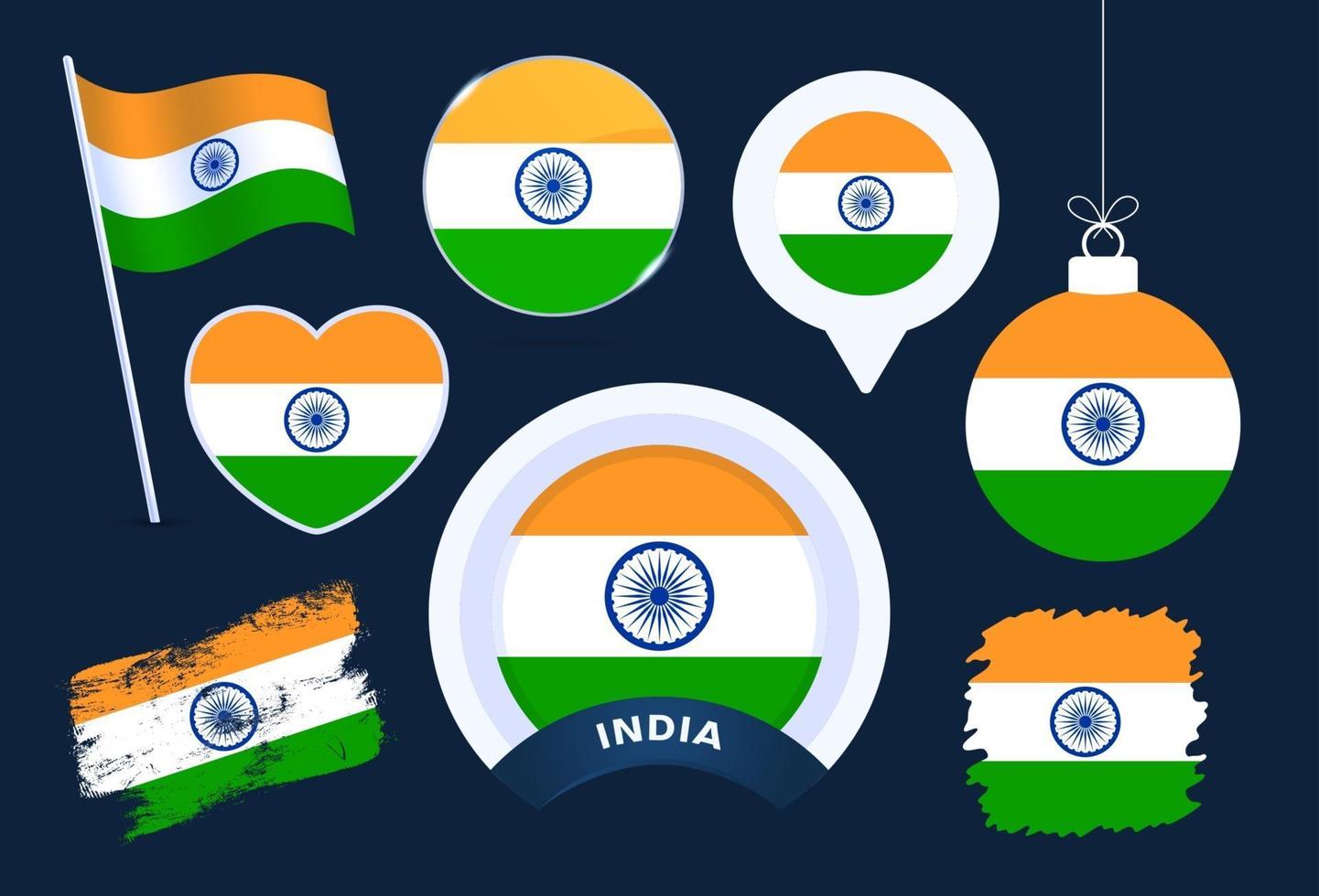 india flag vector collection big set of national flag design elements in different shapes for public and national holidays in flat style