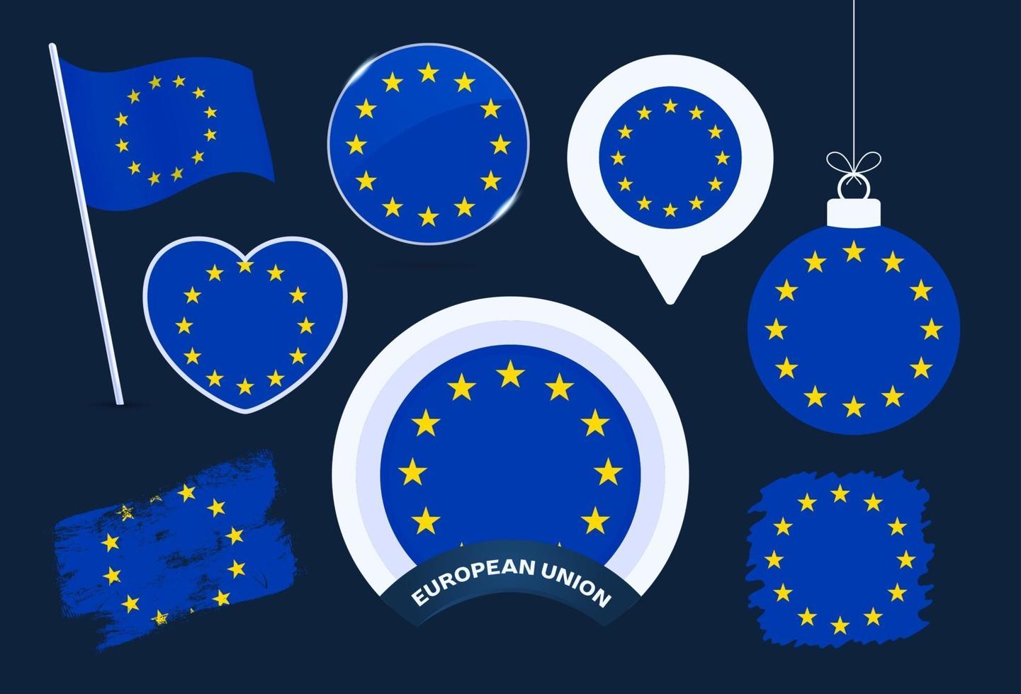 colección de vectores de la bandera de la unión europea