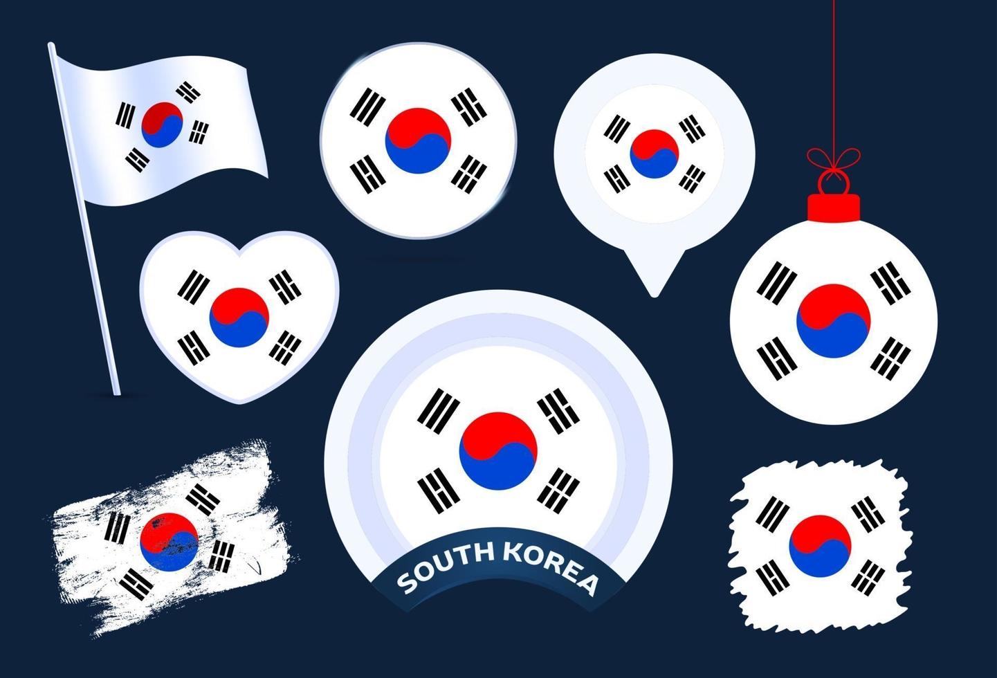 south korea flag vector collection