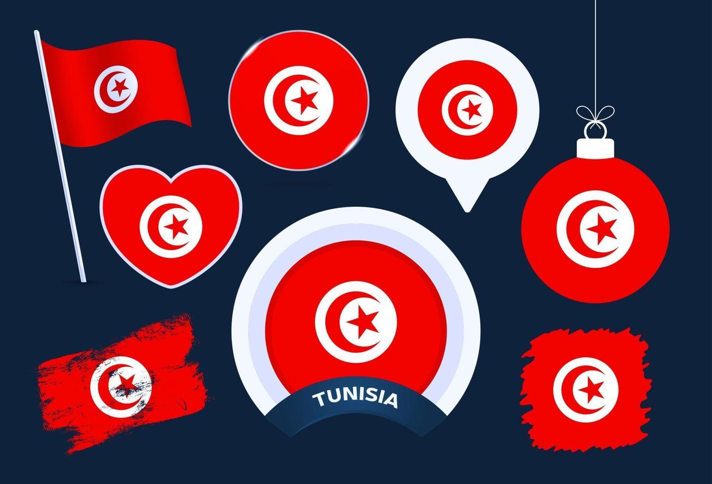 tunisia flag vector collection