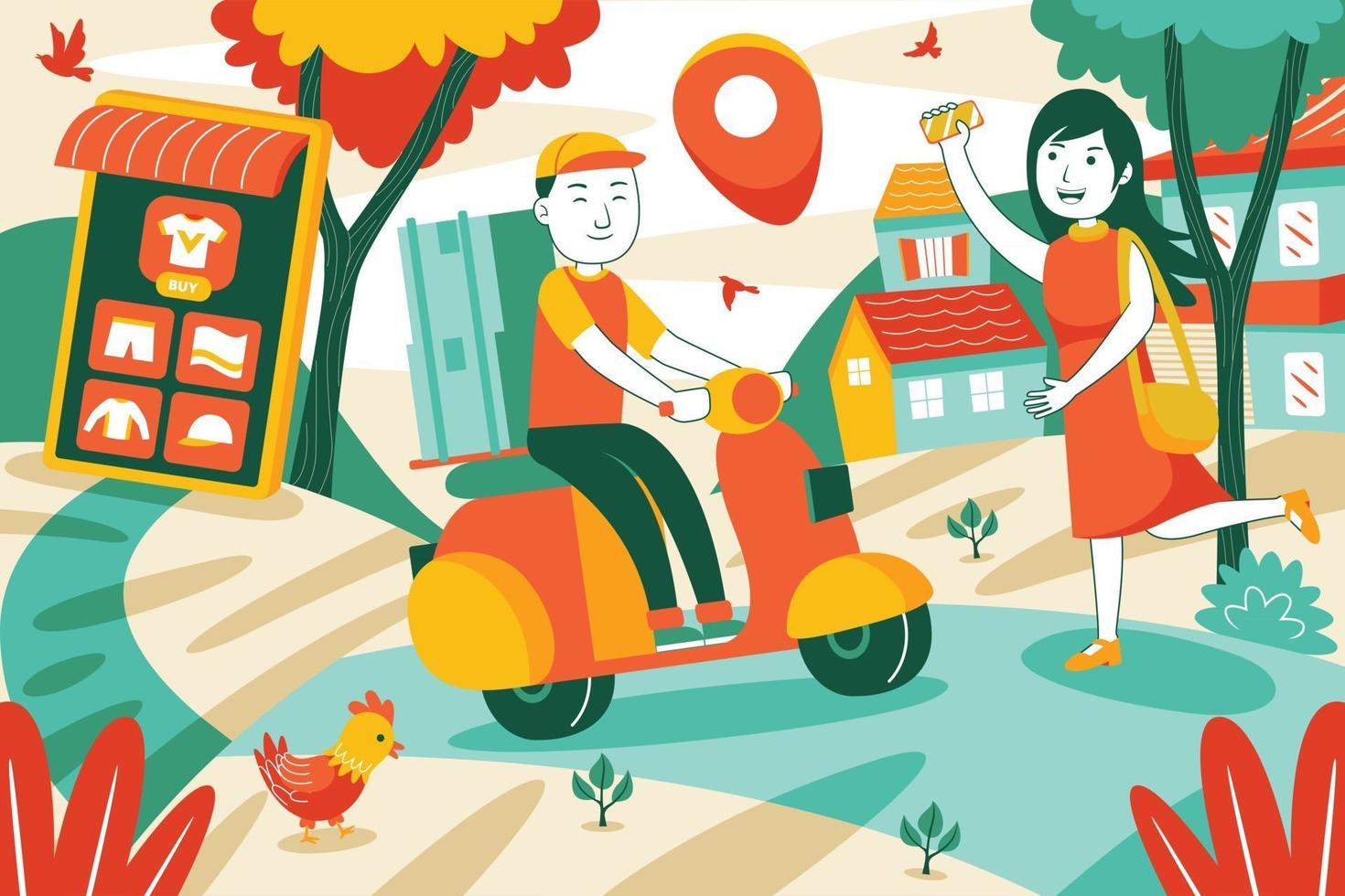 Delivery Service Vector Illustration in Flat Design Style