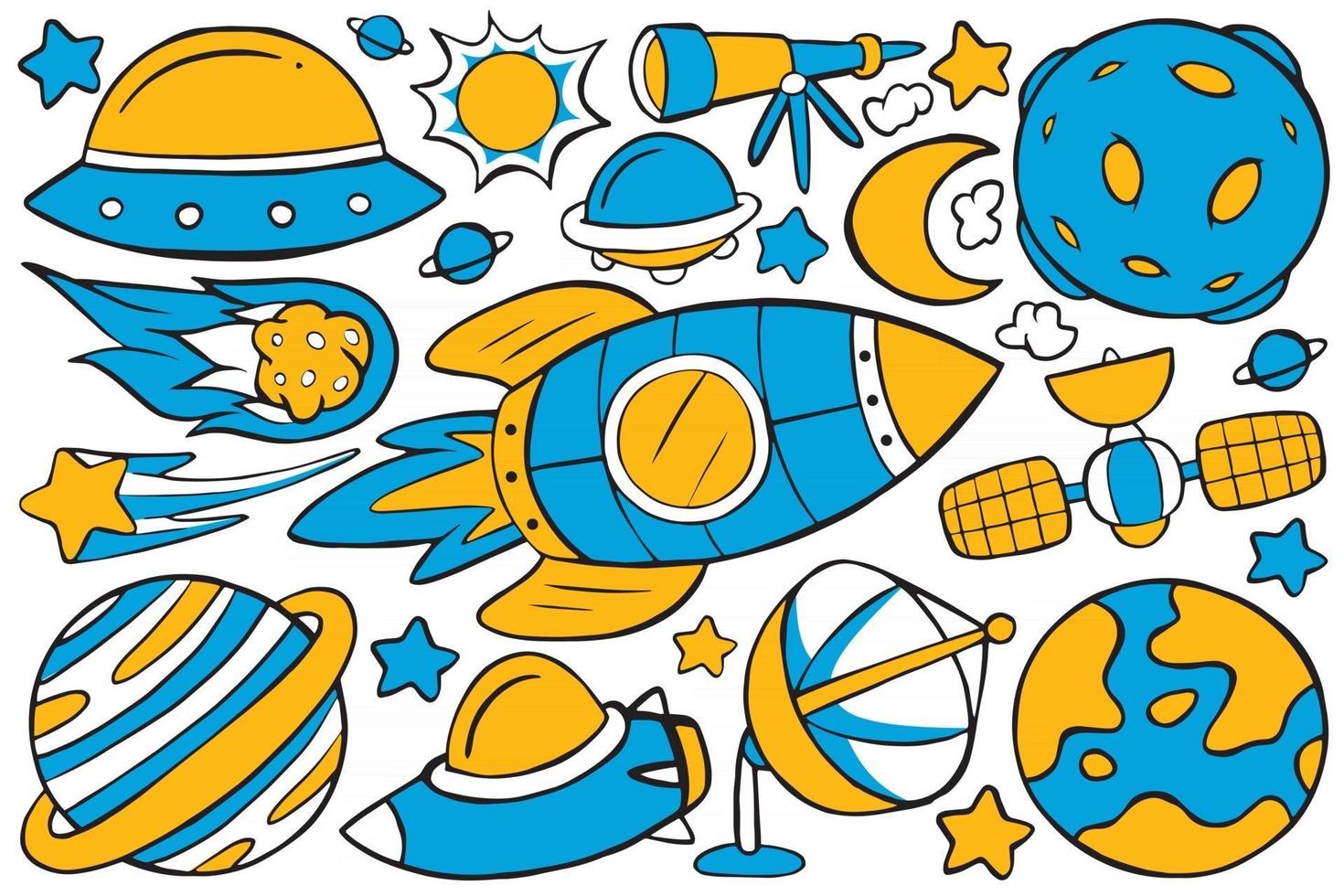 vector de doodle de espacio en estilo de diseño plano