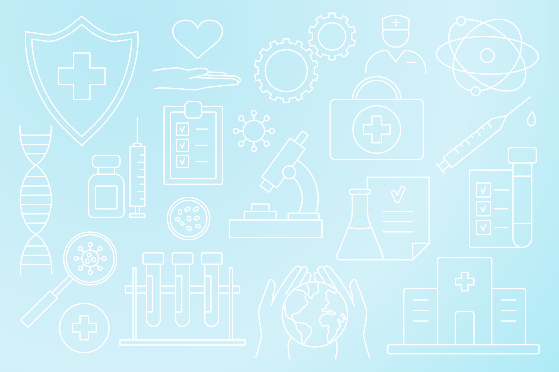 Development and creation vaccine Clinical Research Vector Line Icons ...