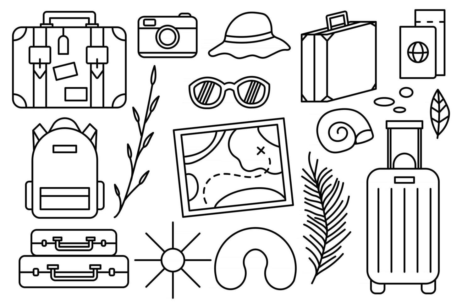 Summer vacation at the sea Beach stuff Collection of things for the vacation vector