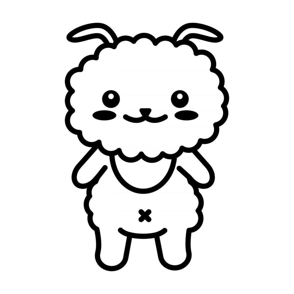 editable line sheep Hand Drawn vector illustration character cute pet animal Doodle cartoon style Kawaii animal