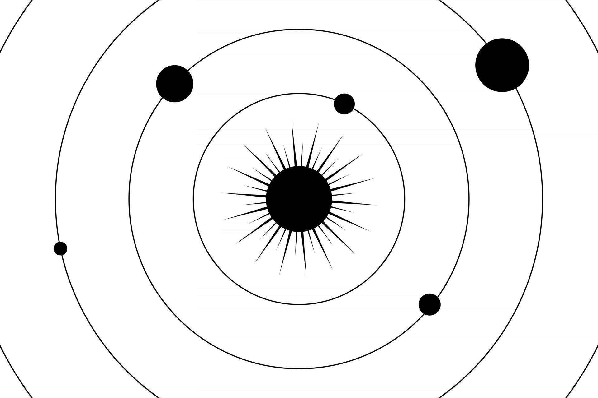 Abstract illustration with solar system on white background for