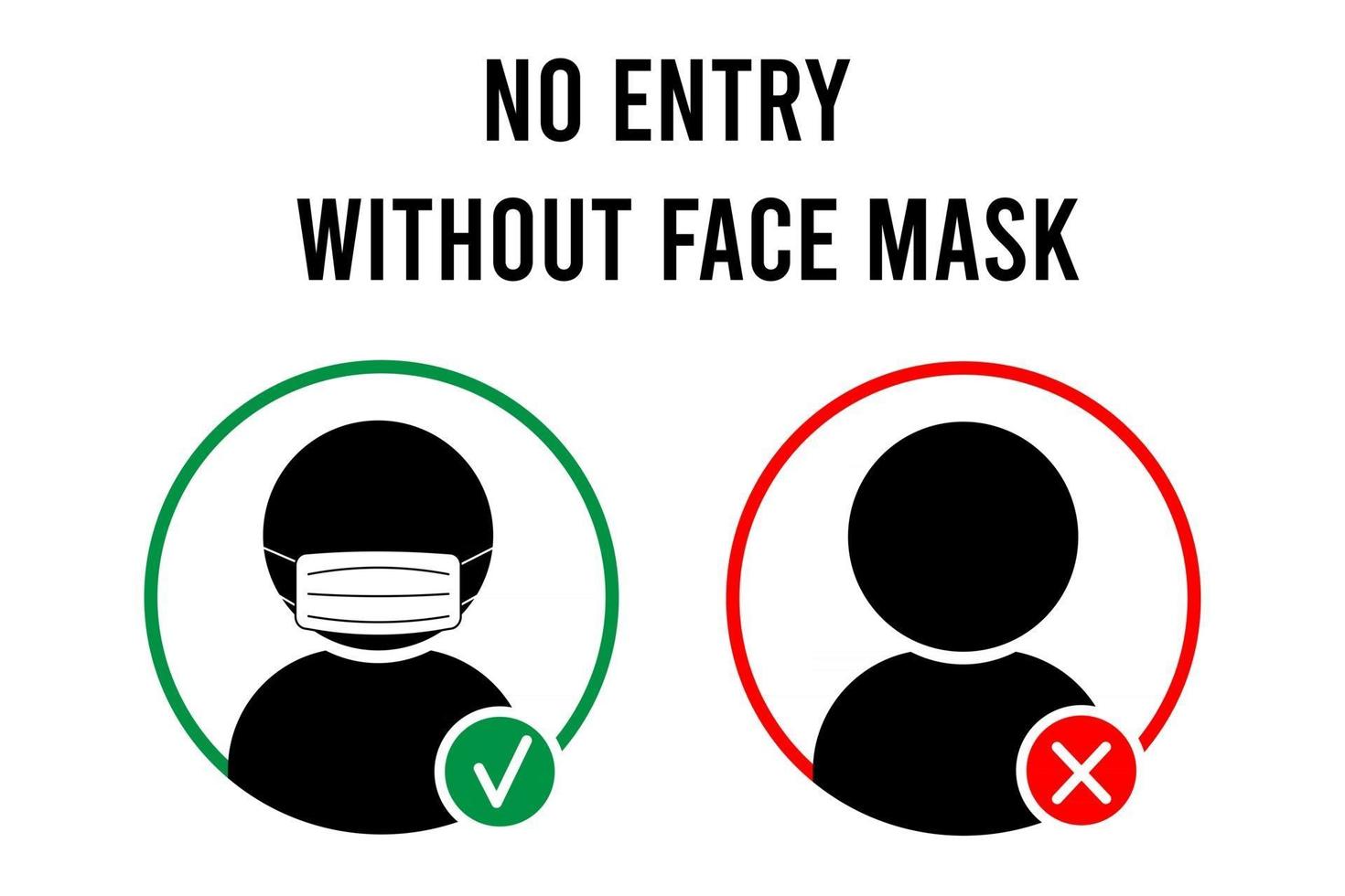 No entry without face mask sign No face mask no entry Icon Warning sign vector