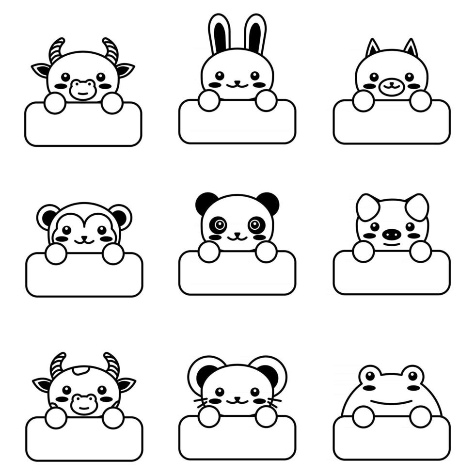 Doodle cartoon style Funny baby kids print  Kawaii animal vector