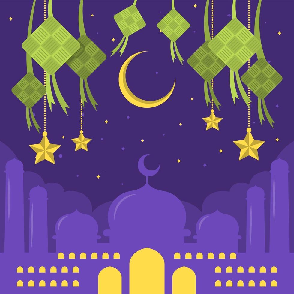 Flat Eid Ketupat Decoration vector