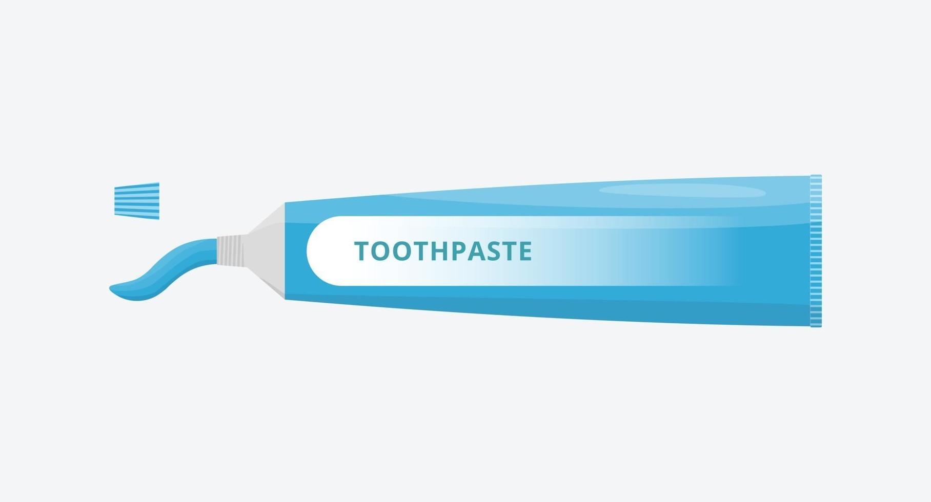 Pasta de dientes para el cuidado bucal y dental aislada sobre fondo blanco Ilustración de vector de estilo plano de higiene dental