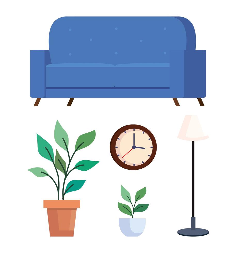 home room and decoration set icons vector design