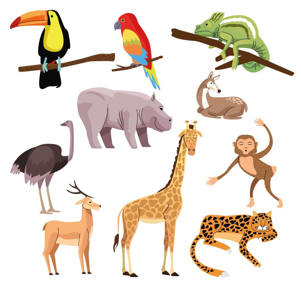 bundle of wild animals group scene vector