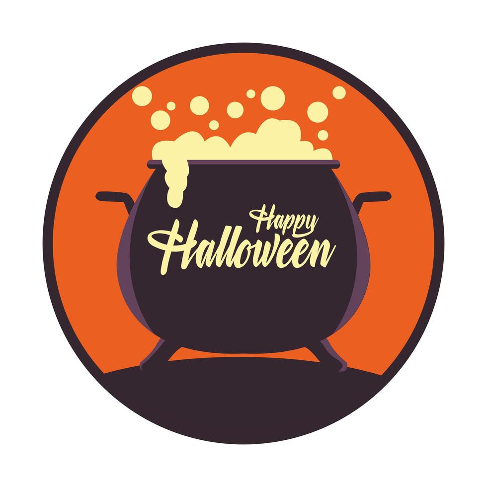 happy halloween card with witch cauldron vector