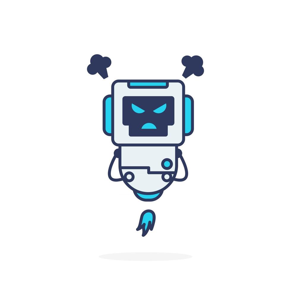 ilustración de personaje lindo pose de robot muy enojado vector