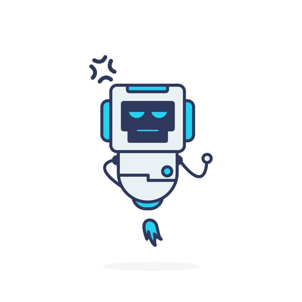 Robot character cute angry simple pose illustration vector