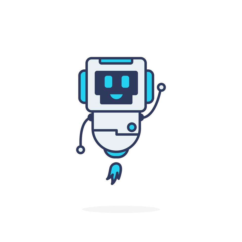 robot, lindo, pose, feliz, sonrisa, mascota, carácter vector