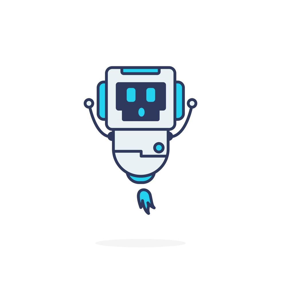 robot lindo pose hola feliz personaje mascota vector
