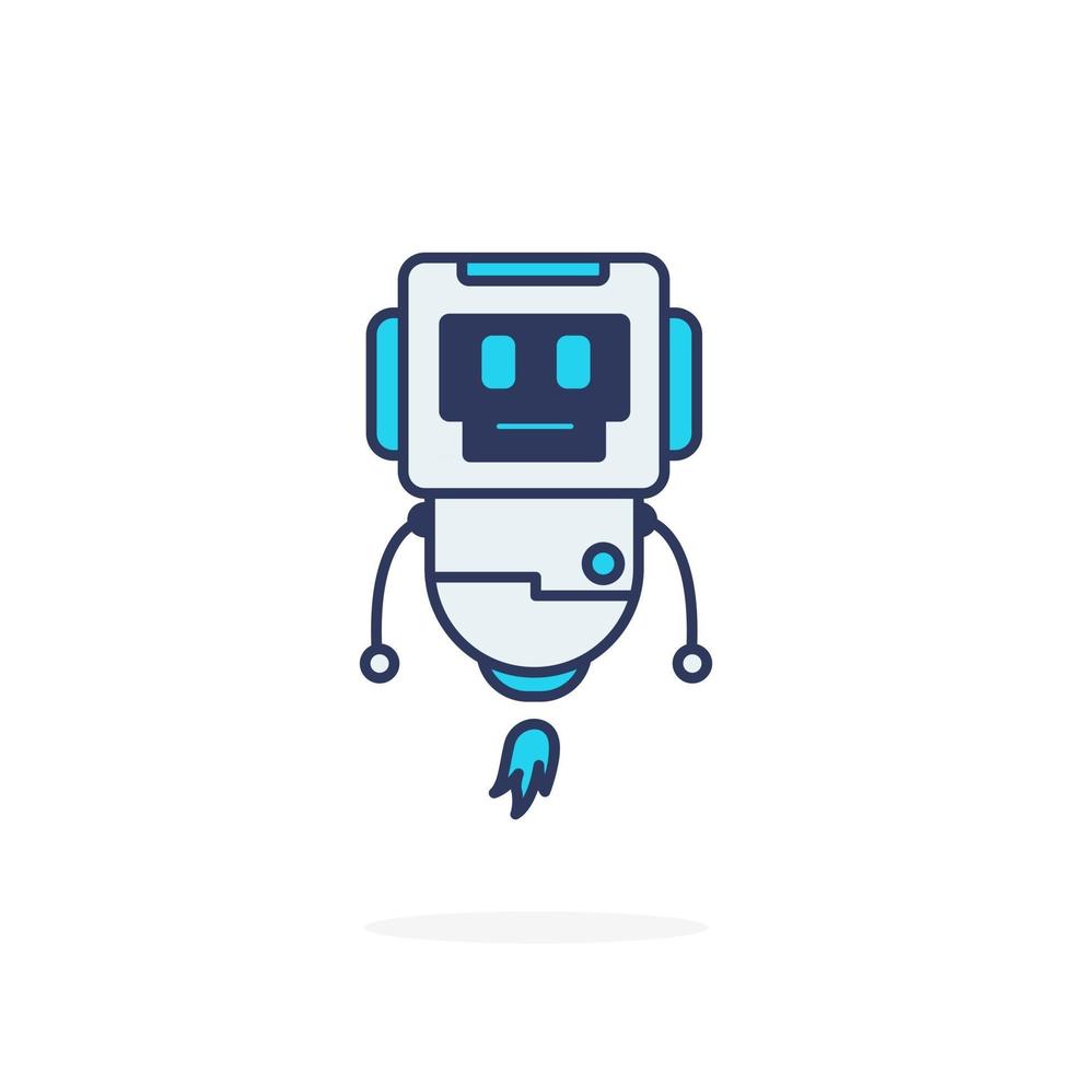 Robot cute character happy pose smile mascot vector