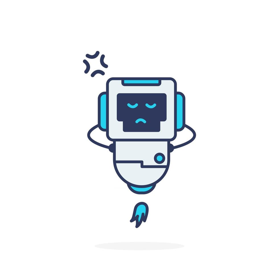 Simple robot relax angry cute character illustration vector