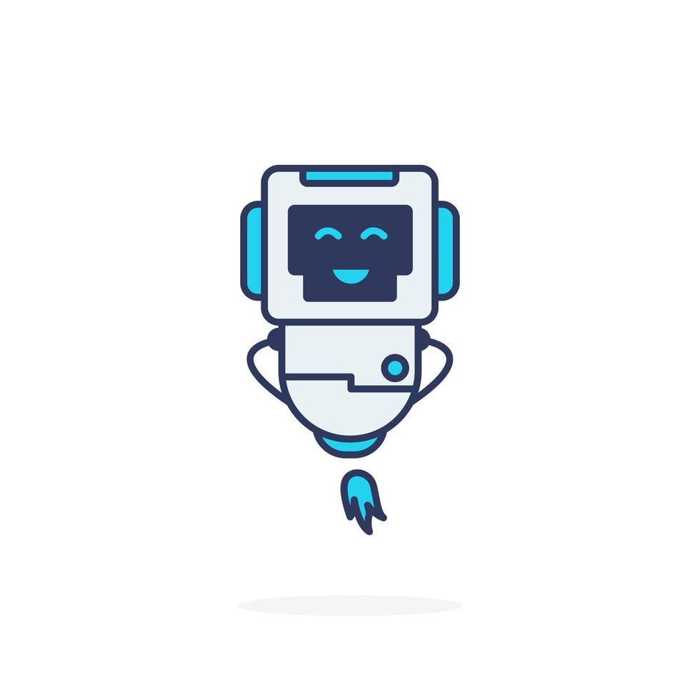 Robot laugh cute pose happy mascot character vector