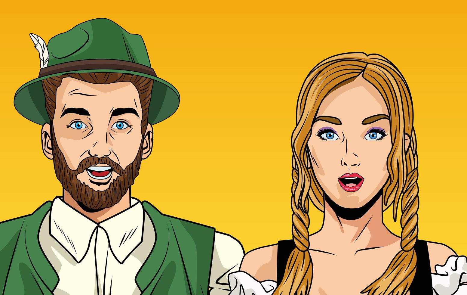 oktoberfest celebration card with german couple vector